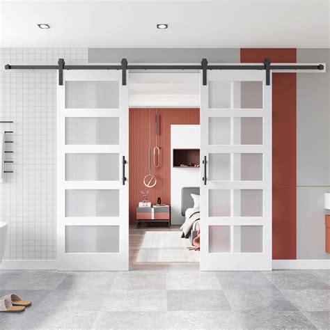 Amazon.com: EaseLife 64in x 84in (Double 32in x 84in Door) Barn Door + 11 FT Double Door Sliding ...