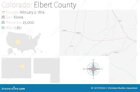 Map of Elbert County in Colorado Stock Vector - Illustration of signs ...