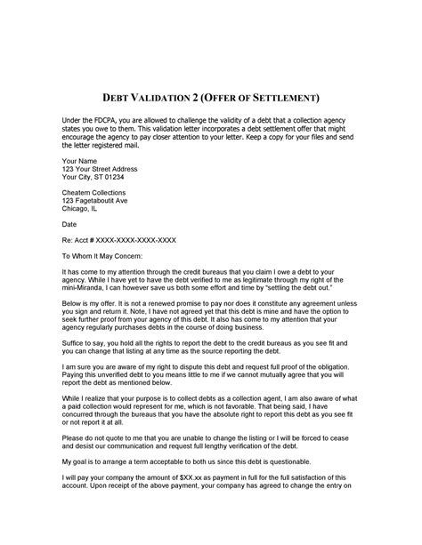 Debt Validation Letter Template - Sfiveband.com