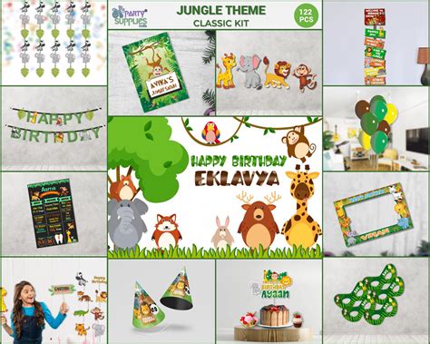Jungle Personalized Theme Combo Kit for Birthday | Party Supply Online ...