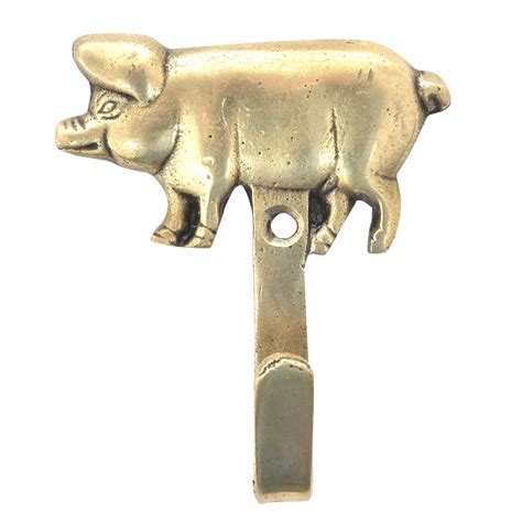 Brass Barn Animal Pig Single Wall Hooks