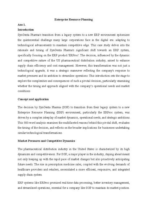 ERP Entreprise Resource Planning - Enterprise Resource Planning Ans 1 ...