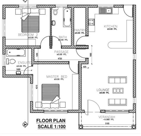 Bachelor Pad Floor Plan: Two Bedroom Apartment