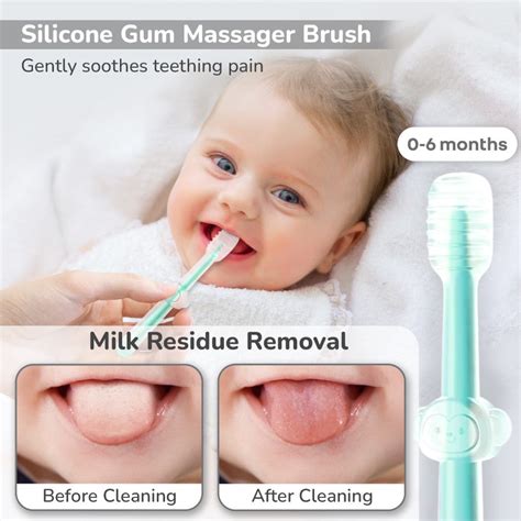 Tiny Smiles Pixie 3-in-1 Baby Toothbrush Set BPA-Free Silicone with Gu