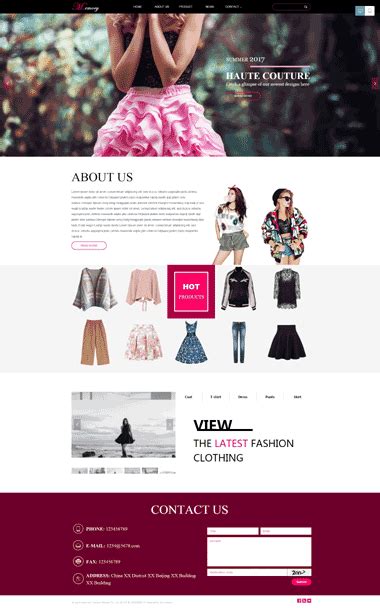时尚女装网站模板-中英文网站设计-服装网站SEO优化-环宇网络