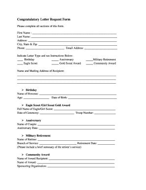 Fillable Online Congratulatory Letter Request Fax Email Print - pdfFiller