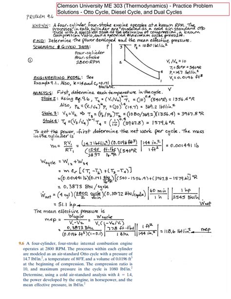 SOLUTION: Thermodynamics - Practice Problem Solutions - Otto Cycle, Diesel Cycle, and Dual ...