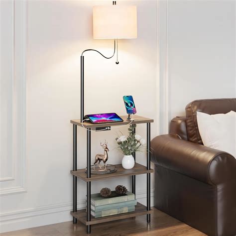 Amazon.com: BAMGROW Floor Lamp with End Table, Side Table with Lamp ...