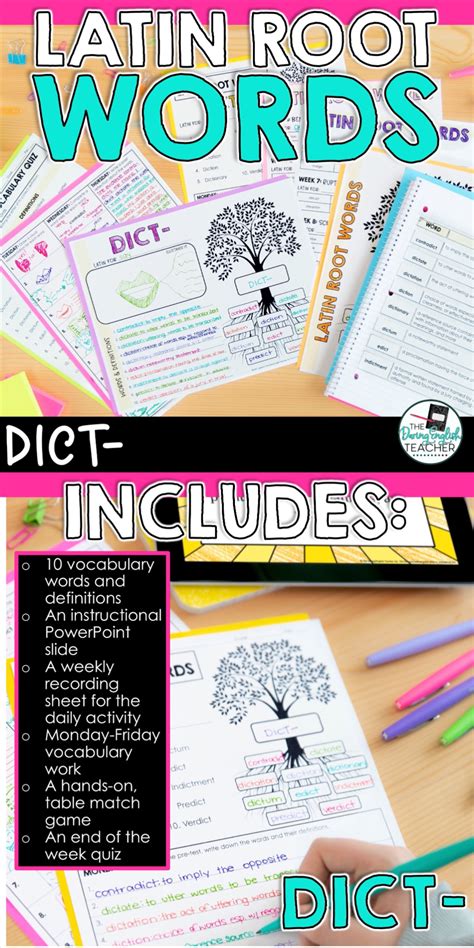 Latin Root Word Vocabulary (Dict-) - digital & print vocabulary unit ...