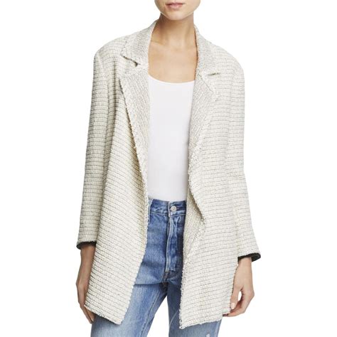 Theory Petites Womens Tweed Long Sleeves Jacket