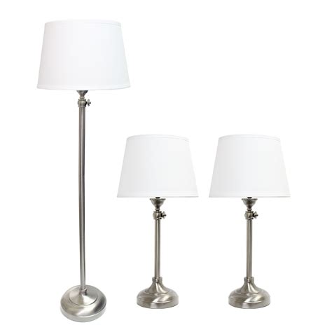 Elegant Designs Brushed Nickel Adjustable 3 Pack Lamp Set (2 Table ...