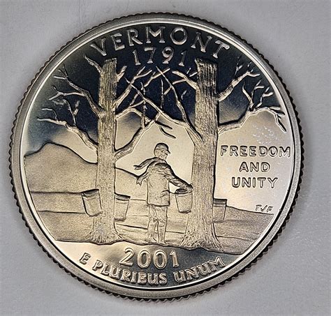2001 s Vermont State Washington Proof Quarter- USA Coin | Property Room
