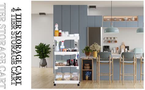 About Space Slim Rack Shelf with Wheels - 4 Tier Kitchen Storage ...