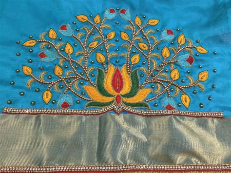 Designer blouse Lotus embroidery