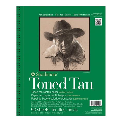 Strathmore 412-9 400 Series Toned Tan Sketch Pad, 9"x12" Wire Bound, 50 ...