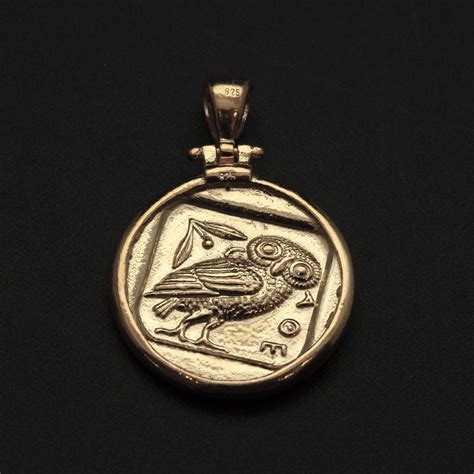 Gold Athena Coin Necklace: Ancient Greek Replica Pendant