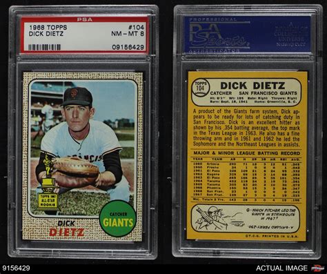 1968 Topps #104 Dick Dietz Giants PSA 8 - NM/MT | eBay