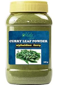 MALA FOODS Curry Leaves Powder -100 Gms/Karuveppilai Powder/Kadi Patta ...