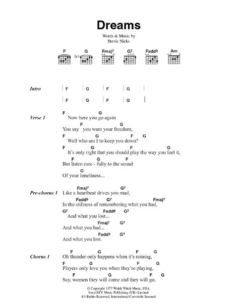 Dreams by Fleetwood Mac - Guitar Chords/Lyrics - Guitar Instructor