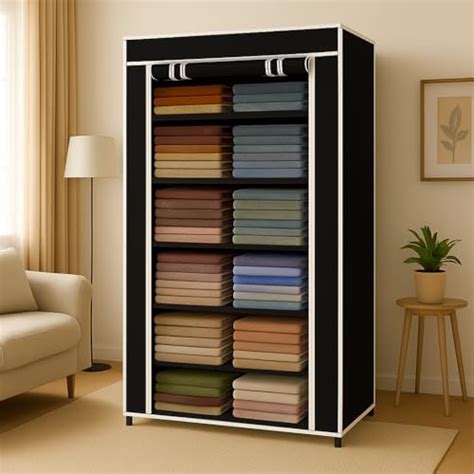 BONTEC Collapsible Wardrobe 6 Shelves Storage Clothes Storage Rack ...