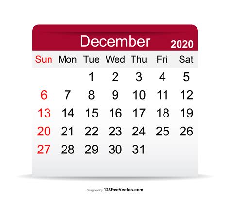 Free Download Calendar for December 2020