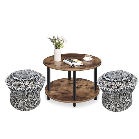 Buy POSHMANDALA Muda Cover Footstool Ottoman Pouffe Grey 17x18 Inches ...