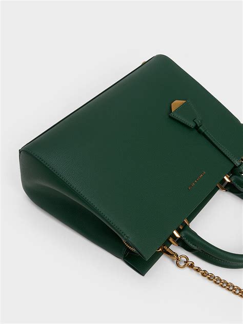 Dark Green Mirabelle Structured Handbag - CHARLES & KEITH IN