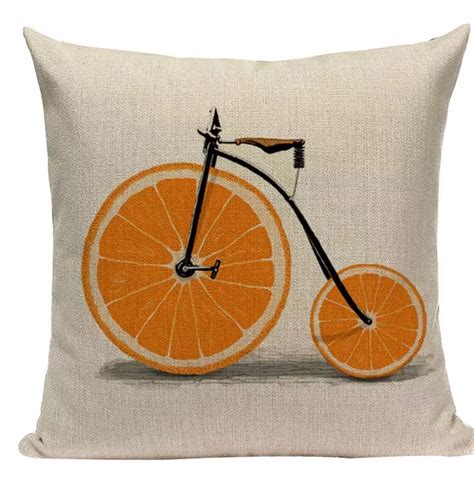 Orange Bike Pillow Cover