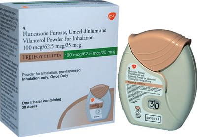 Trelegy Ellipta 100mcg/62.5mcg/25mcg Packet Of 30 Dose Inhaler: Uses ...
