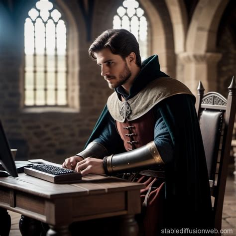 Medieval Wizard on Gaming Computer | Stable Diffusion Online