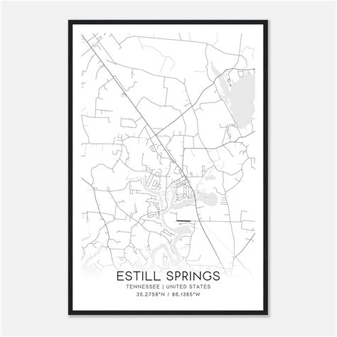 Estill Springs Tennessee Map Poster, Modern Home Decor Wall Art Print - Custom Maps & Posters