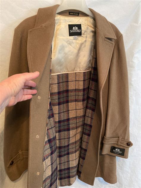 Mens Stafford Dress Coat, Wool, Camel Brown, Mid Leng… - Gem