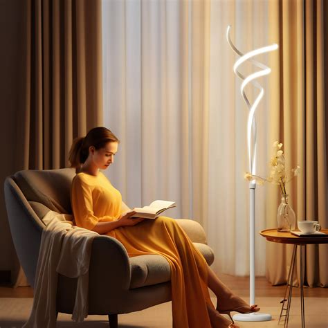WINJECEI LED Spiral Floor Lamp for Living Room, 48W Bright Modern Floor ...
