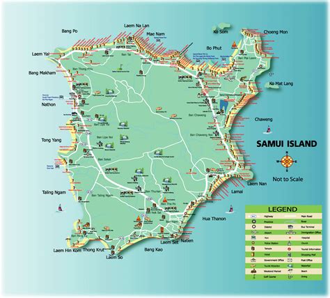 Beaches and locations on Koh Samui: best places for life. Koh Samui map download