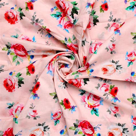 Digital Printed Pure Cotton Fabric - Pink Floral - Unstitched – FAB ...