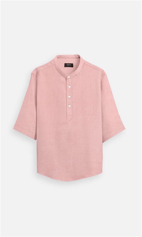 Rose Pink Shirt - Buy Pure Linen Kurta Style Shirt for Men Online – Addy's