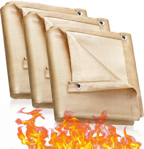 Hoteam 3 Pieces Fiberglass Fireproof Welding Blanket Bulk 6 x 8 ft 800 ...