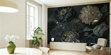 Dark Moody Flowers Wallpaper - Buy Online | Happywall