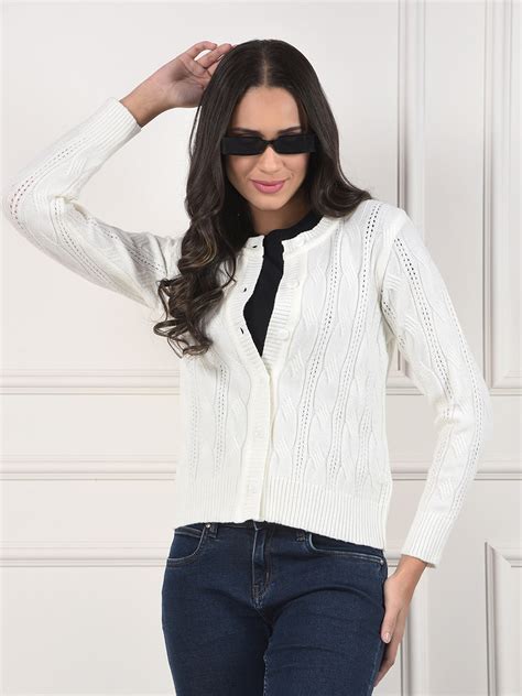 MISS FOREVER OFF WHITE SELF-DESIGN SWEATER – Cobbitalyofficial