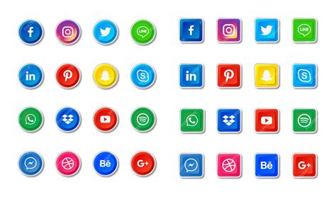 Social media icons set. facebook, twitter, instagram, youtube, linkedin ...