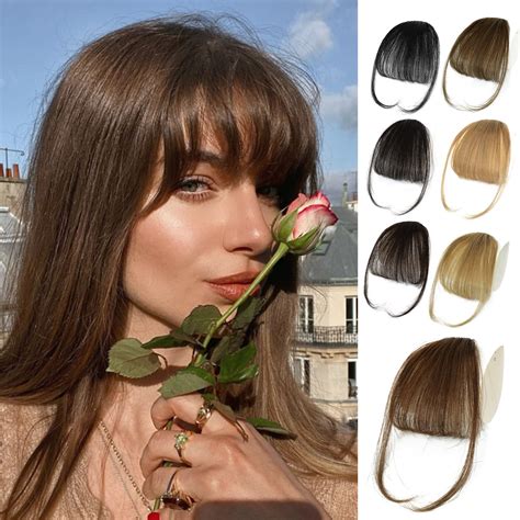 Human hair clip in bangs online