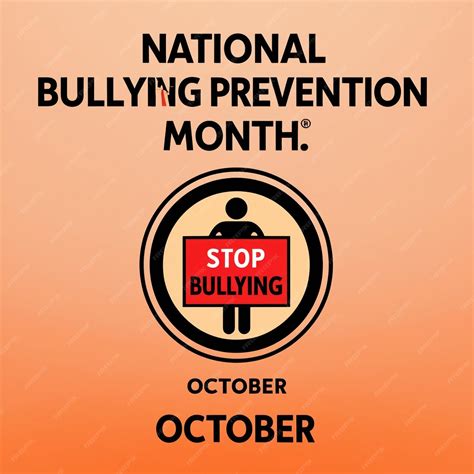 National Bullying Prevention Month Vector Illustration Template Raising ...