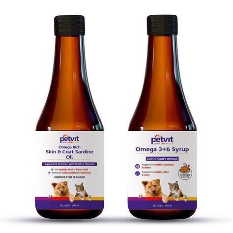 Buy Combo: Petvit Sardine Fish Oil for Dog - Omega 3 & 6 Supplement ...