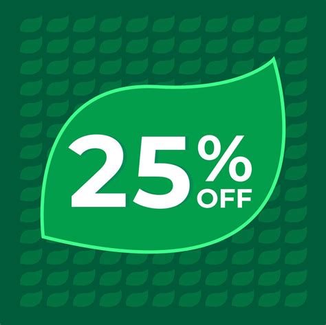25 percent off. Twenty-five percent off on a green background with tree ...