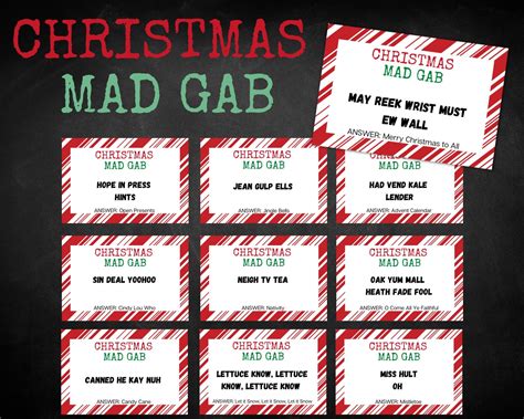 Christmas Mad Gab, Christmas Day Family Game, Holiday Family Game ...