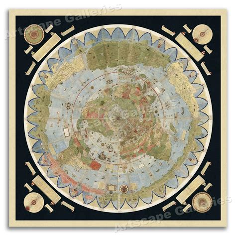 1587 Urbano Monte Flat Earth Map of the World Poster Art Globe - 16x16 ...