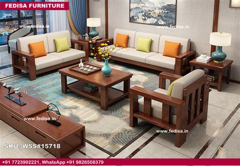 Fedisa Wooden Sofa Set Sofa Set L Shape Wooden Exposed Wood Frame Sofa ...