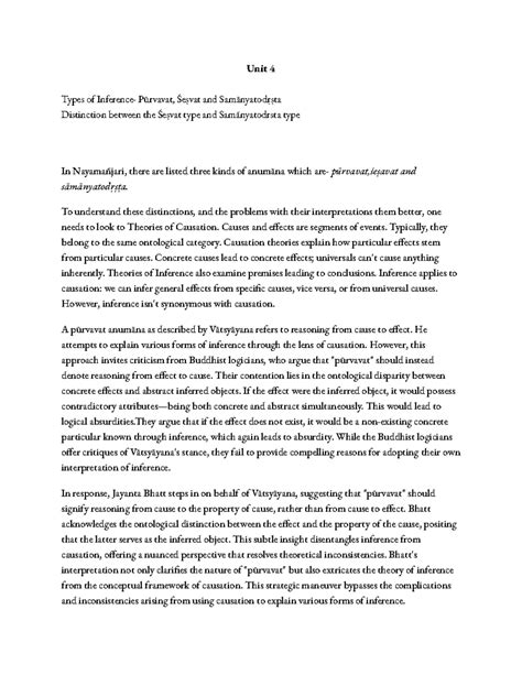 Unit 4 - Types of Inference in Indian Philosophy: Pūrvavat, Śeṣvat ...