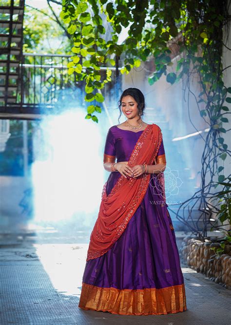 Violet Orange Soft Silk Half Saree – Vastrasuka