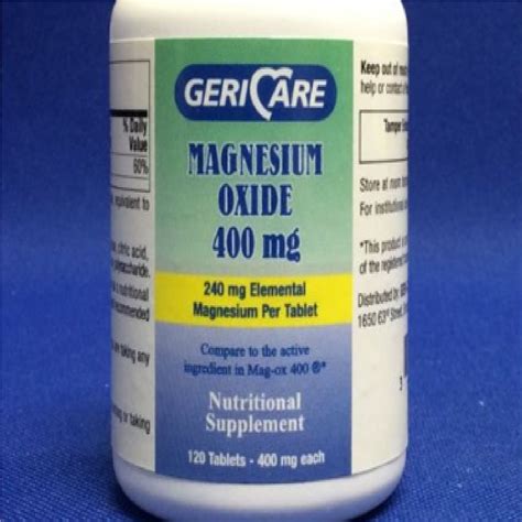Geri-Care Magnesium Oxide Mineral 400mg Supplement Tablets, 120ct, 3 ...